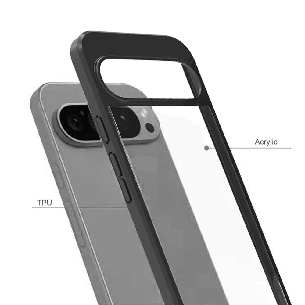For Google Pixel 10 /Pixel 10 Pro Hybrid Slim Crystal Clear, Shock-Absorption Durable Bumper TPU + Hard PC Back, Transparent Design Case Cover Black