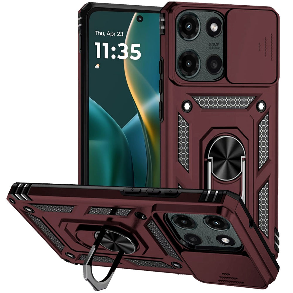 For Motorola Moto G Stylus 5G 2025 Hybrid Ring Shockproof with 360° Rotate Ring Kickstand, Camera Lens Protection, Soft Edge Bumper Case Cover