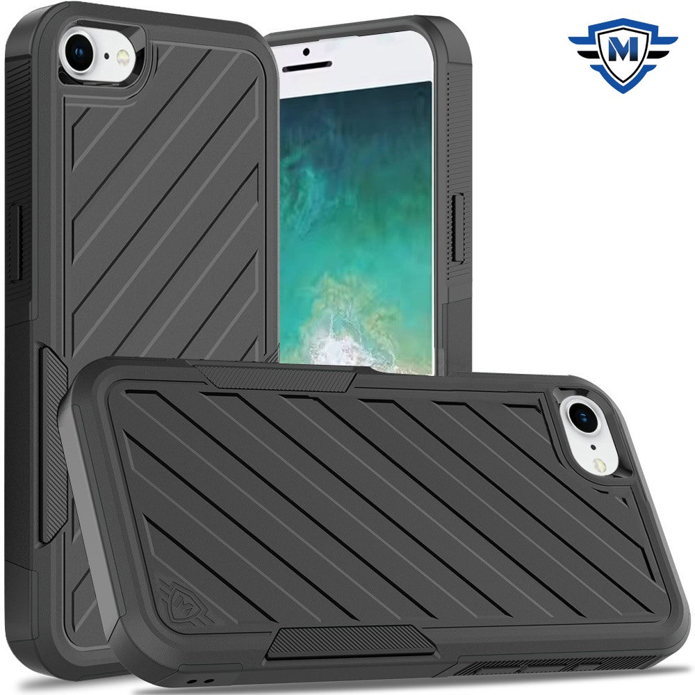 For Apple iPhone 16e Premium Hybrid Rugged lined Shockproof Textured 2-in-1 Non-Slip Hard PC & TPU Non Slip Tough Case Cover