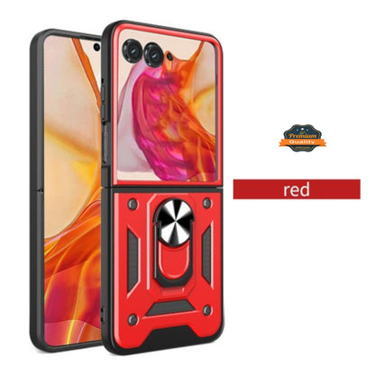 For Motorola Razr Ultra 2025 Shockproof Hybrid Dual Layer PC + TPU with Metal Ring Kickstand Heavy Duty Armor Shell Case Cover
