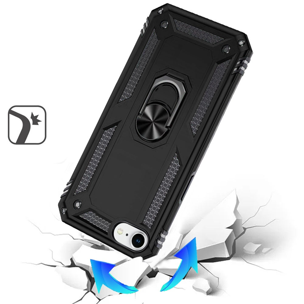 For Apple iPhone 16e Hybrid Shockproof Durable 360 Degree Rotatable Ring Stand Holder Kickstand Fit Magnetic Car Mount Case Cover