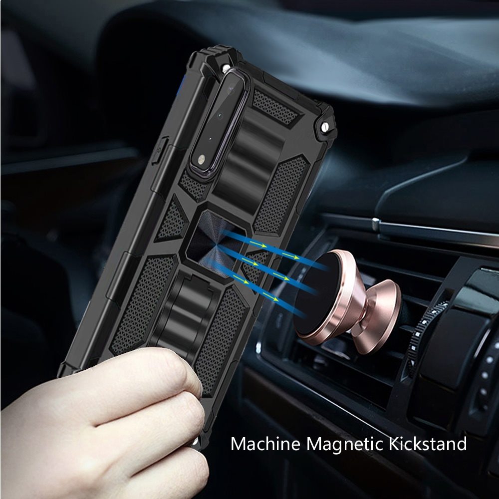 For Samsung Galaxy A16 5G Hybrid Shockproof [Military Grade] Rugged Protective with Magnetic Car Mount & Invisible Stand Case Cover