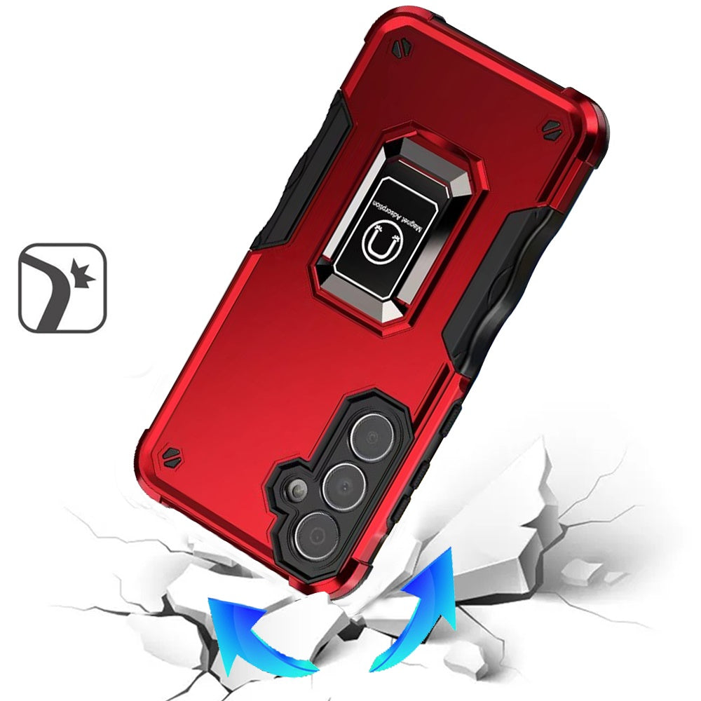 For Samsung Galaxy A36 Hybrid Stand Magnetic Ring Holder Kickstand Heavy Duty Rugged Drop Silicone & Hard PC Shockproof Case Cover