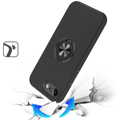 For Apple iPhone 16e Hybrid 360 Degree Rotatable Metal Invisible Ring Stand Holder Slim Fit Magnetic Car Mount Shockproof Case Cover