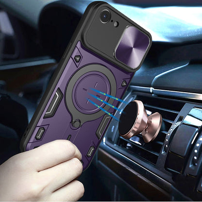 For Apple iPhone SE 4 Hybrid Magnetic 360° Ring Kickstand, MagSafe Compatible, Durable Full Camera Lens Protection Case Cover