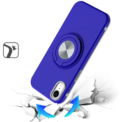 For Apple iPhone XR Metal Matte Hybrid with Invisible Rotational Ring Stand, Car Mount Friendly, Military Grade Slim Fit Sturdy Case Cover