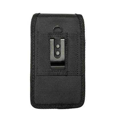 For Apple iPhone 16 Pro (6.3") Pouch Case Universal Vertical Canvas Built in Credit Card ID Slot and Belt Clip Loop Holster Cell Phone Holder Cover [Black]