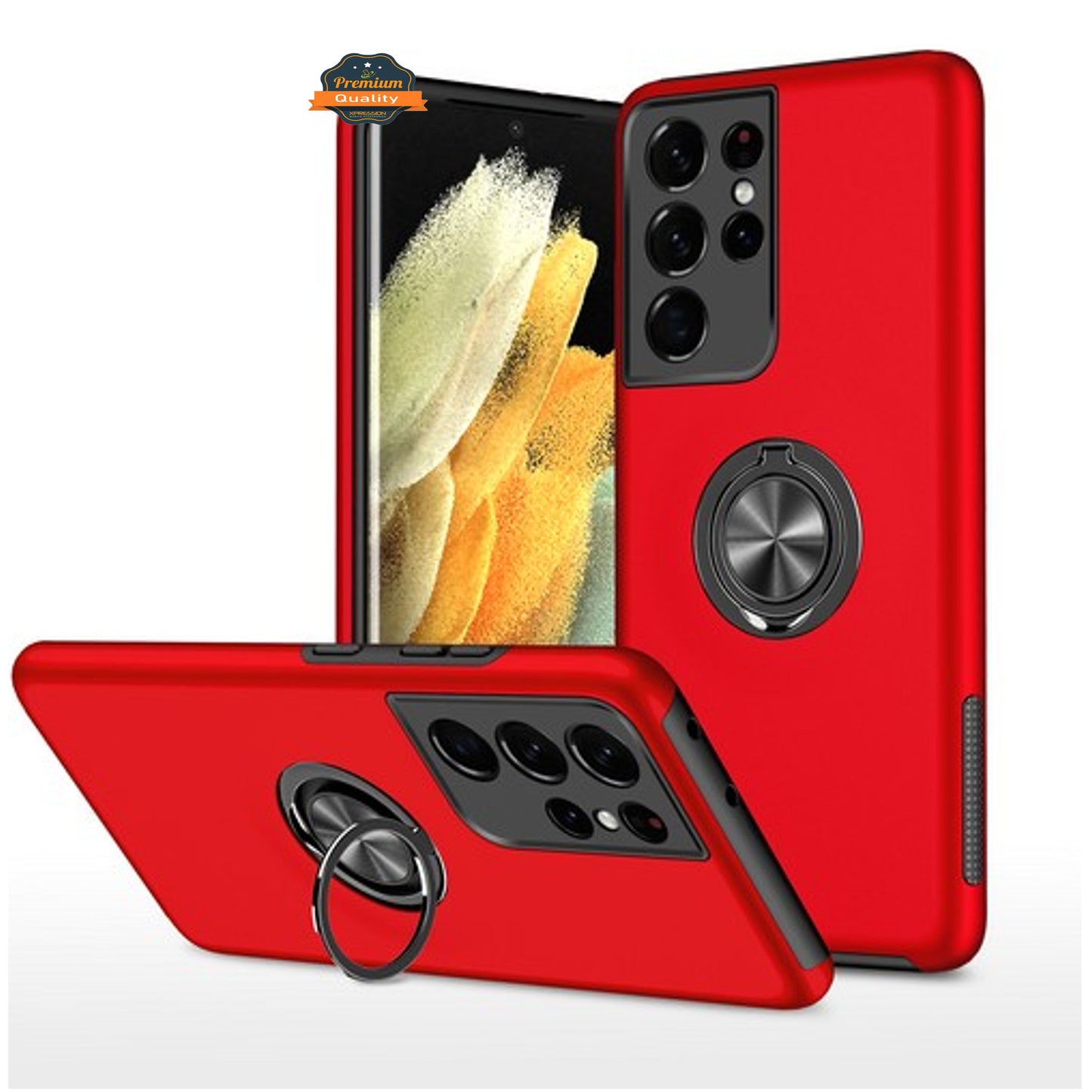 For Samsung Galaxy A26 Military Grade Hybrid Case with Flat Metal Ring 360° Rotation Kickstand, Slim Fit Back Hard PC Case Cover