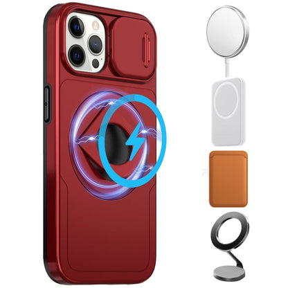 For Apple iPhone 14 Pro Max Full Coverage with Camera Window, Magnetic Circle, Rotatable Ring Stand, MagSafe Compatible, Shockproof Hybrid Protectiv Case Cover