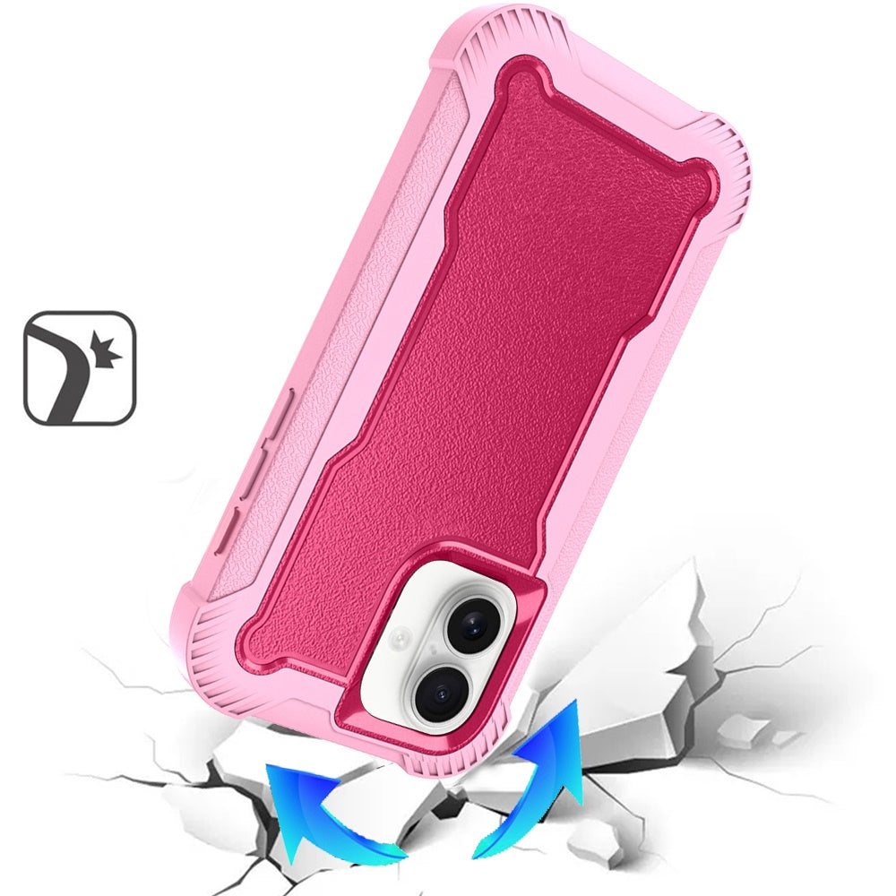 For Apple iPhone 16 (6.1") Tough Hybrid Shockproof Hybrid PC + TPU Bumper Frame Rubber Drop Proof 3in1 Armor Full Body Case Cover