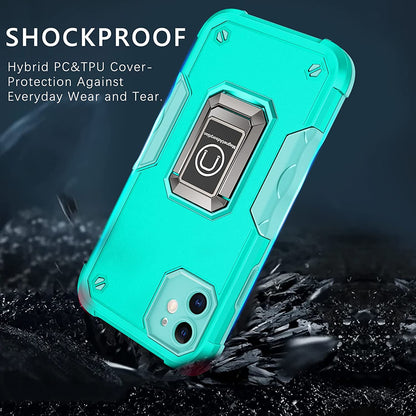 For Gabb Phone 4 Pro Heavy Duty Hybrid 2in1 Hard PC & TPU Rugged Bumper Shockproof with Magnetic Ring Kickstand Case Cover Blue