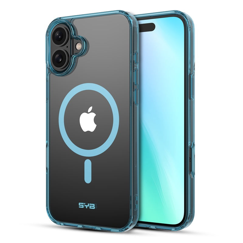 For Ultra-sleek Hybrid Slim Hard PC & TPU Compatible with MagSafe, Magnetic Protective Phone Case for Apple iPhone 16 - Transparent Blue Case Cover Blue