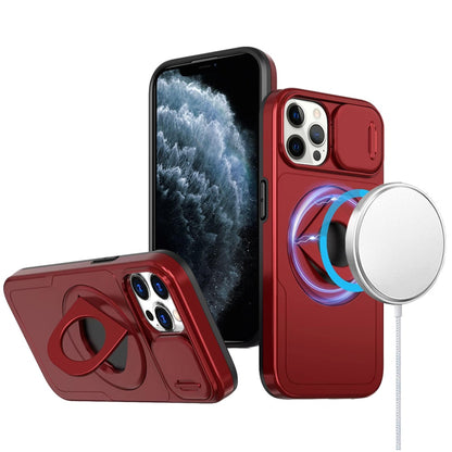 For Apple iPhone 14 Pro Max Full Coverage with Camera Window, Magnetic Circle, Rotatable Ring Stand, MagSafe Compatible, Shockproof Hybrid Protectiv Case Cover