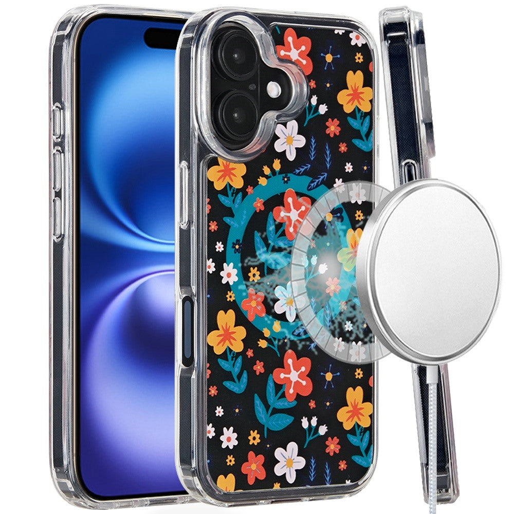 For Apple iPhone 16 (6.1") Magsafe Case Cute Pattern Design Durable Shockproof SlimTPU Hard Back [Compatible with Magsafe] Case Cover