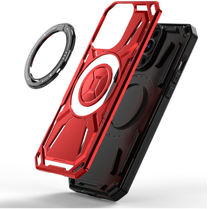 For Samsung Galaxy A15 5G Hybrid Magnetic Ring and 360° Rotational Kickstand with MagSafe Compatible, Military Grade Drop Protection Case Cover Red