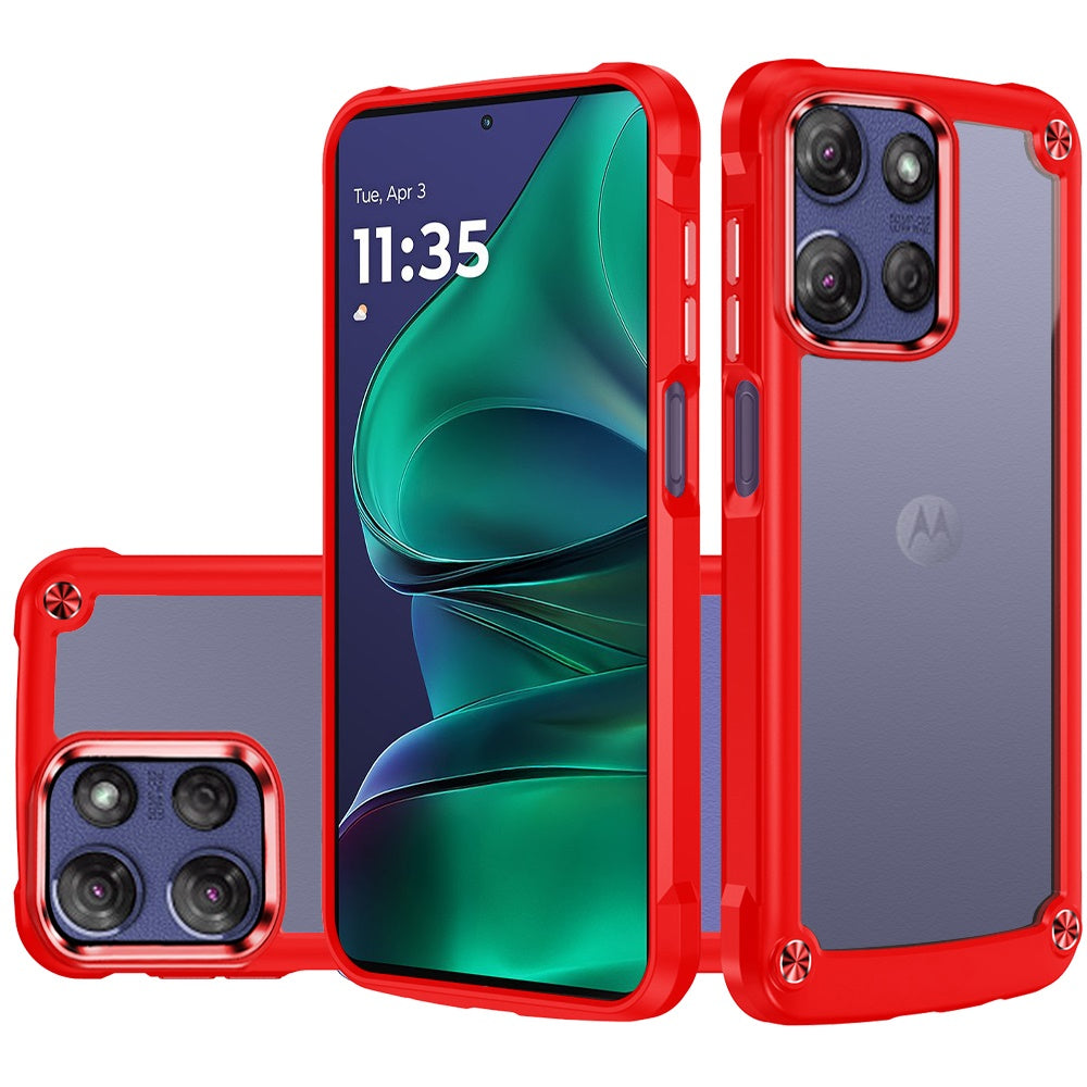 For Motorola Moto G Stylus 5G 2025 Hybrid Transparent Rubber with Metal Buttons & Camera Edges Hard TPU Corner Frame Bumper Case Cover