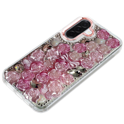 For Samsung Galaxy S25 Fan Edition /Galaxy S25 FE Muti-Color Floral Fashion Bling Crystal 3D Full Diamonds Stones Sparkle Rhinestone Glitter Hybrid Case Cover