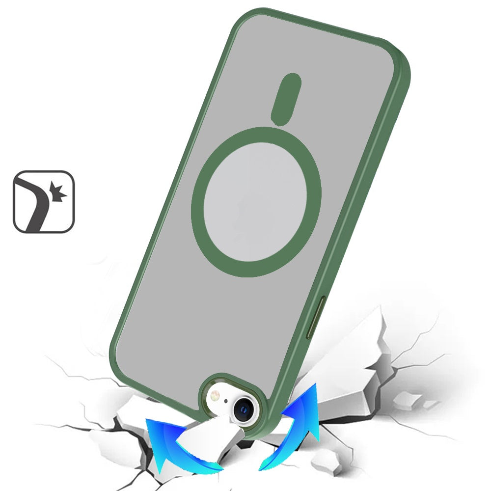 For Apple iPhone 16e MagSafe Compatible Transparent Greatest Clear Acrylic with Color Frame Thick Hybrid TPU Hard Case Cover