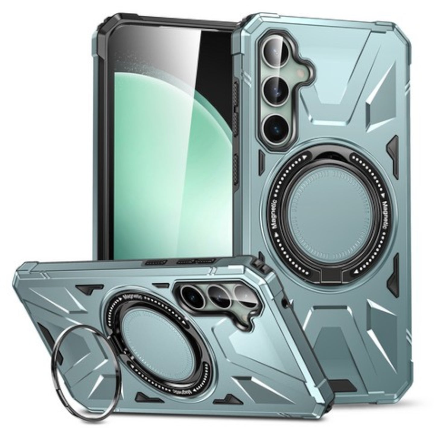For Samsung Galaxy S25+ S25 Plus /S24+ Tough Shockproof Hybrid Magnetic Large Rotating Ring Stand Compatible with MagSafe Case Cover
