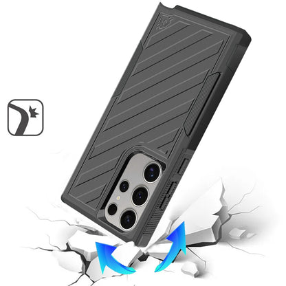 For Samsung Galaxy S25+ /S25 Plus /S24+ Plus Premium Tough Hybrid Case with Belt Clip Holster, Shockproof Rugged Design, Textured 2in1 Non-Slip Case Cover Black