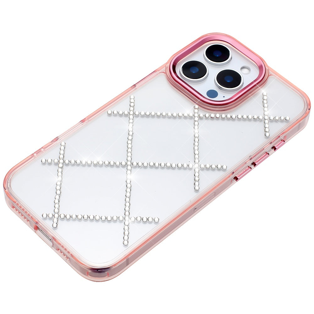 For Apple iPhone 15 Pro Max Gem Glitter Diamond Bling Clear Hybrid TPU Cover, Colorful Shockproof Protective Back, Slim Fit for Women Girls Case Cover