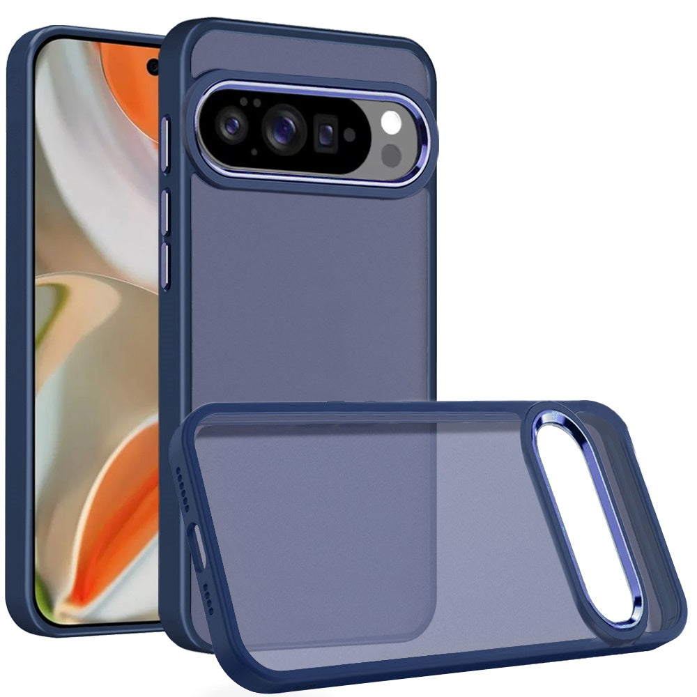 For Google Pixel 10 Pro XL Slim Fit Hybrid Transparent Thick Acrylic with Metal Buttons Frame Protective Hard PC + TPU Shockproof Case Cover