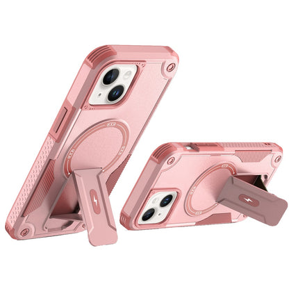 For Apple iPhone 15 Magnetic Invisible Kickstand Holder with Magsafe, Slim Fit Shockproof Hybrid Military Grade Heavy Duty Case Cover