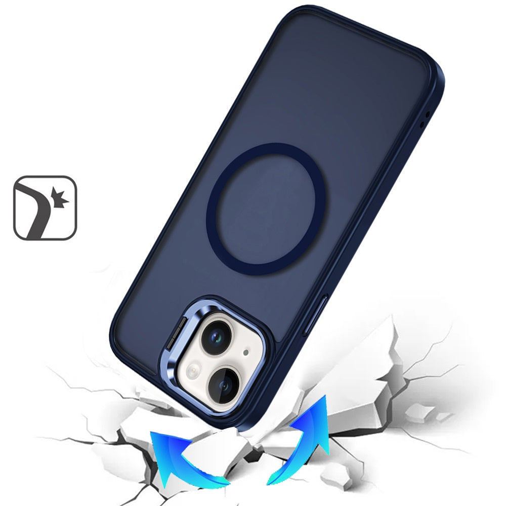 For Apple iPhone 11 Heavy Duty Metallic Hybrid Tough TPU with Camera Ring Stand, MagSafe Compatible, Rugged Drop Protection Case Cover