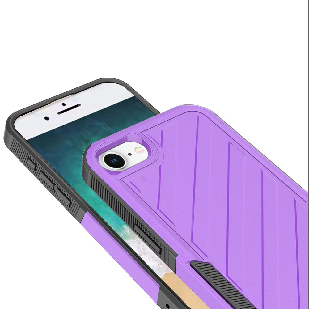 For Apple iPhone 16e Hybrid lined shockproof dual layer Rugged 2in1 Hard PC & Silicone TPU Non Slip Textured Tough Armor Case Cover Purple