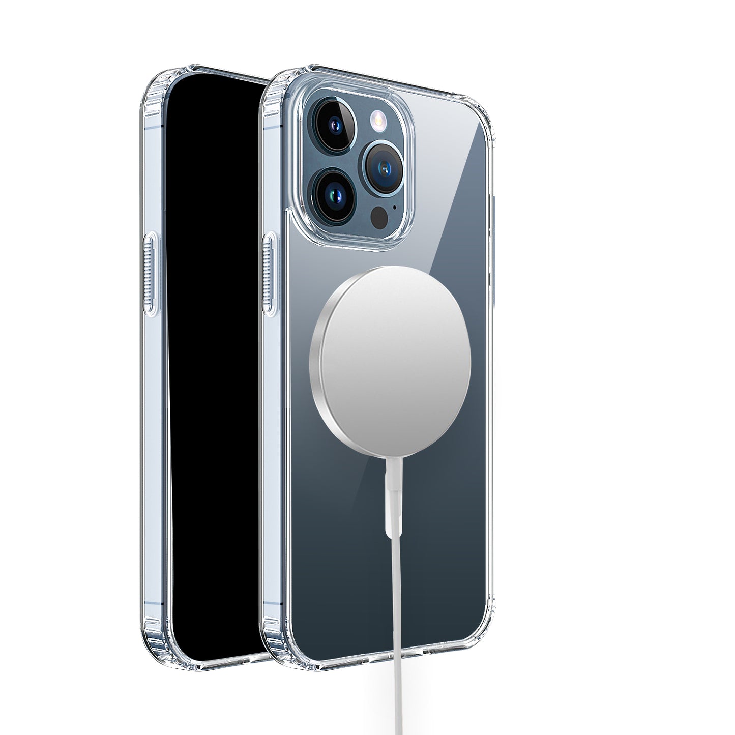 For Apple iPhone 16 (6.1") Classic Hybrid True Transparent Shockproof Back Magnetic Case Compatible with MagSafe Case Cover
