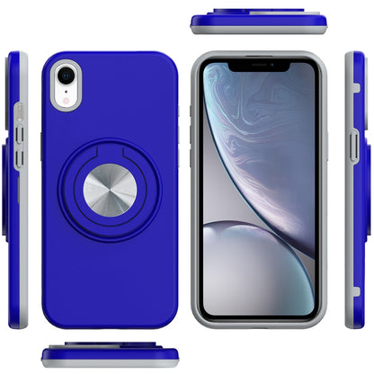 For Apple iPhone XR Metal Matte Hybrid with Invisible Rotational Ring Stand, Car Mount Friendly, Military Grade Slim Fit Sturdy Case Cover