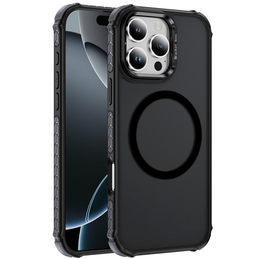 For Apple iPhone 16 Pro (6.3") Hybrid Metal Camera Stand Ring Sturdy, Compatible with MagSafe, Matte Hard TPU Colorful Edge Case Cover