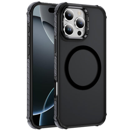 For Apple iPhone 16 Pro (6.3") Hybrid Metal Camera Stand Ring Sturdy, Compatible with MagSafe, Matte Hard TPU Colorful Edge Case Cover