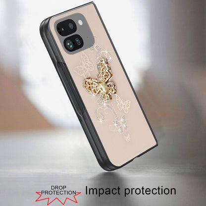 For Google Pixel 10 Pro Fold Diamonds 3D Fashion Bling Sparkly Glitter Ornaments Engraving Hybrid with Ring Kickstand Case Cover