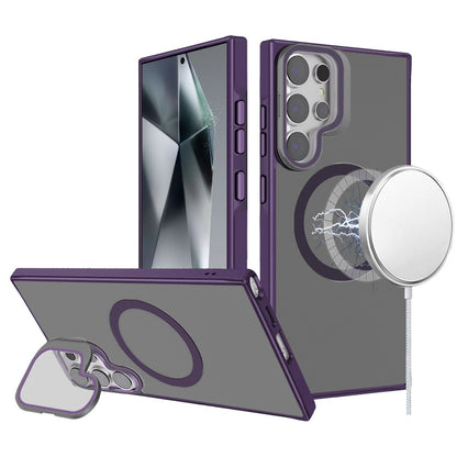 For Samsung Galaxy S25+ /S25 Plus /S24+ Plus Tough HQ Hybrid Case with Aluminum Frame Camera Stand, Compatible with MagSafe, Translucent Matte Shockproof Case Cover