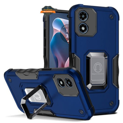 For Motorola Moto G 5G 2025 Heavy Duty Hybrid 2in1 Hard PC & TPU Rugged Bumper Shockproof with Magnetic Ring Kickstand Case Cover