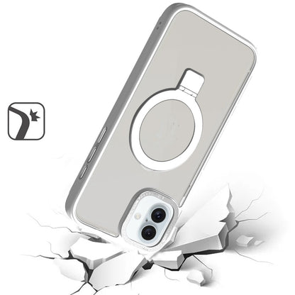 For Apple iPhone 16 (6.1") Magnetic Metal Matte Built-in Compatible with MagSafe Stand Hybrid Shock Armor TPU Case Cover