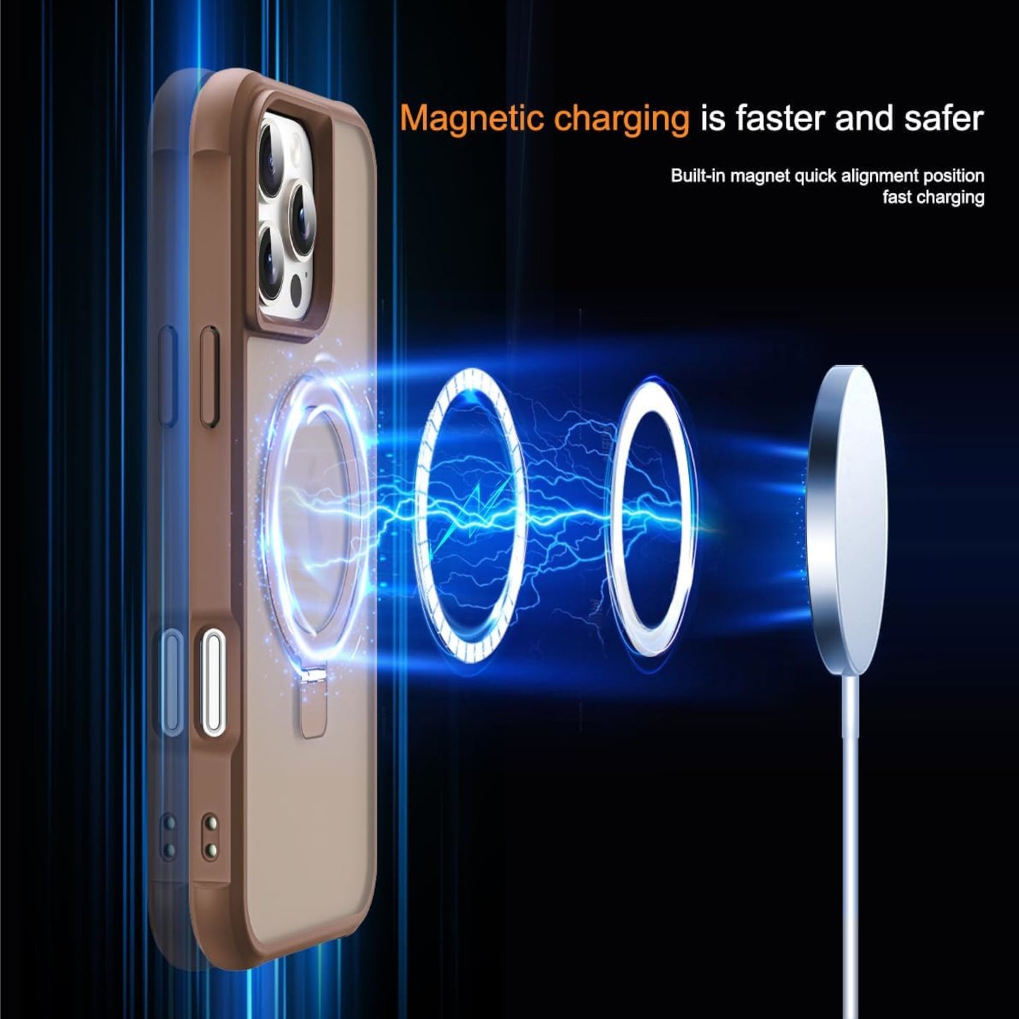 For Apple iPhone 17 Pro Max Translucent Matte Finish, MagSafe Compatible, Built-in Ring Stand, Shockproof Protective Back Case Cover