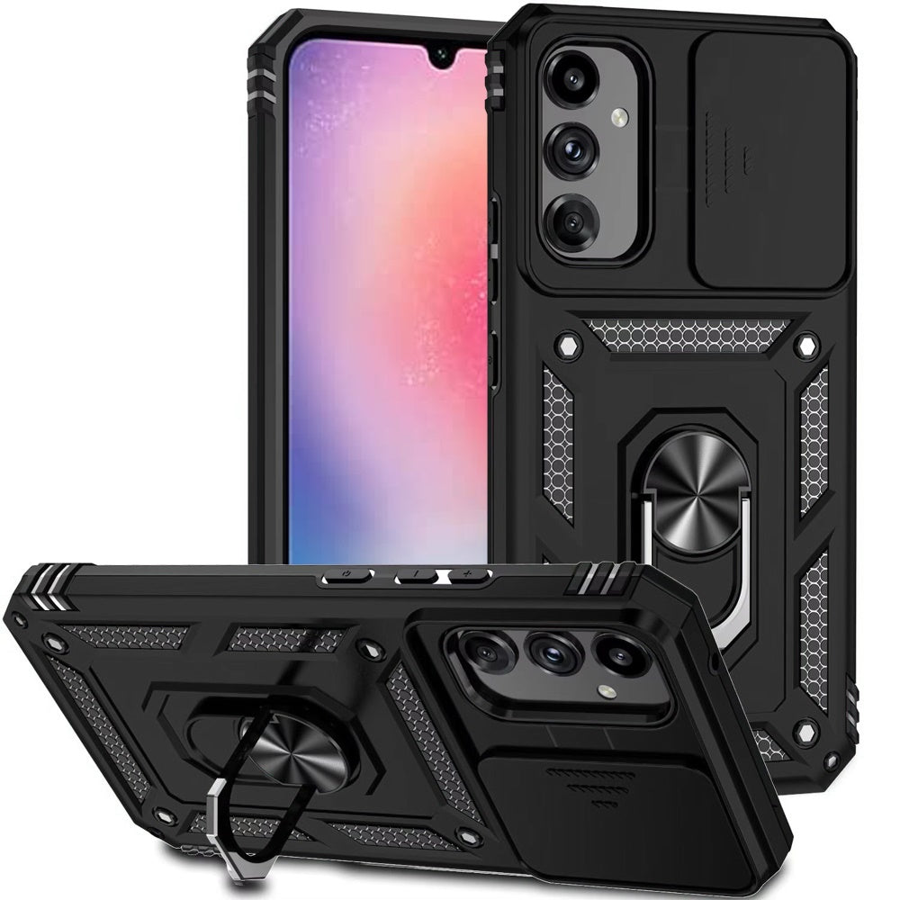 For Samsung Galaxy A26 Hybrid Ring Shockproof with 360° Rotate Ring Kickstand, Camera Lens Protection, Soft Edge Bumper Case Cover