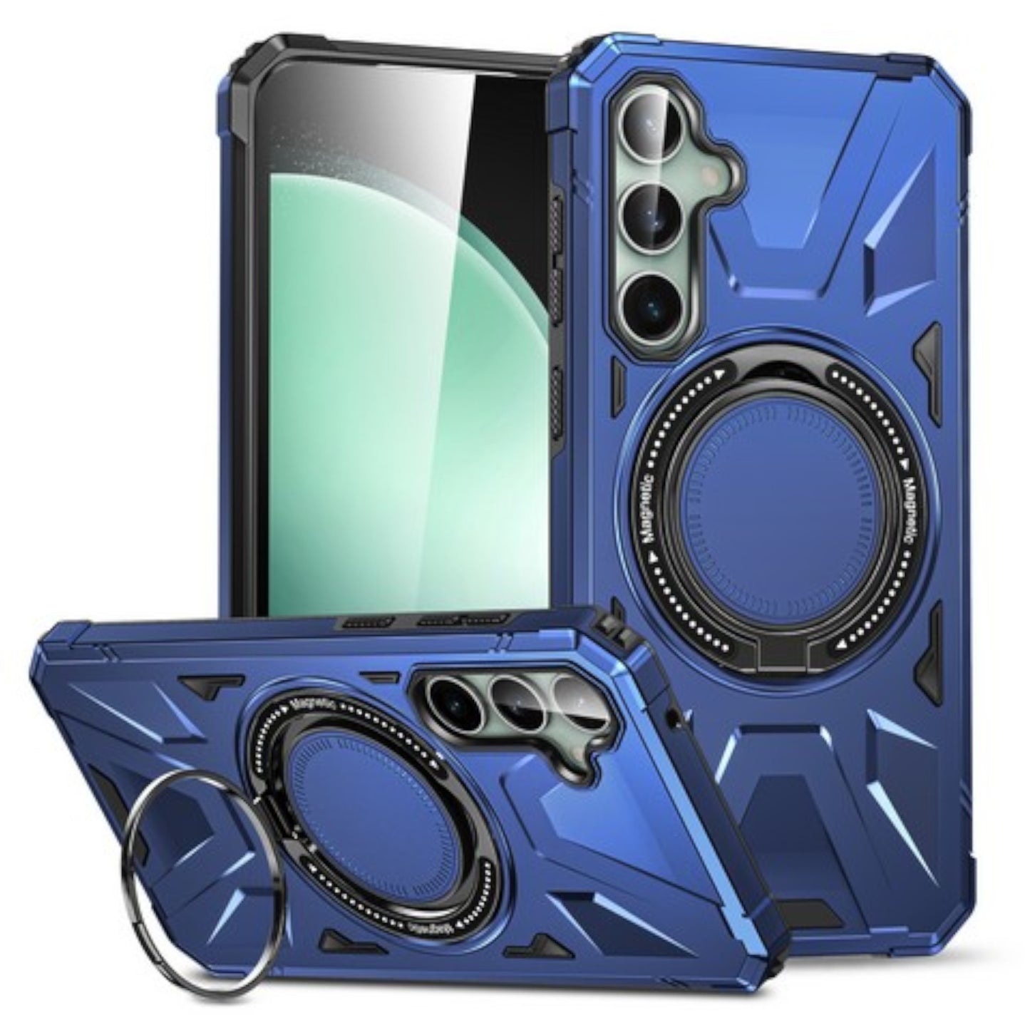 For Samsung Galaxy S25+ S25 Plus /S24+ Tough Shockproof Hybrid Magnetic Large Rotating Ring Stand Compatible with MagSafe Case Cover