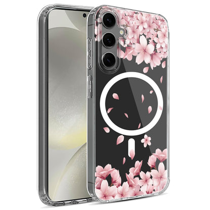 For Samsung Galaxy S25+ /S25 Plus /S24+ Plus Hybrid Flower Design Stylish Fashion Case, MagSafe Compatible, Thick Shockproof Hard PC Case Cover