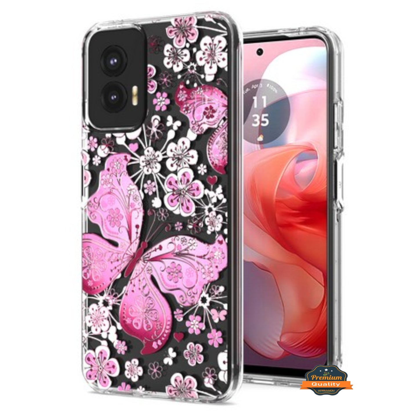 For Motorola Moto G Stylus 5G 2025 Hybrid Clear Frame with Trendy Pattern Design, Shockproof Hard Back & TPU Rubber Case Cover