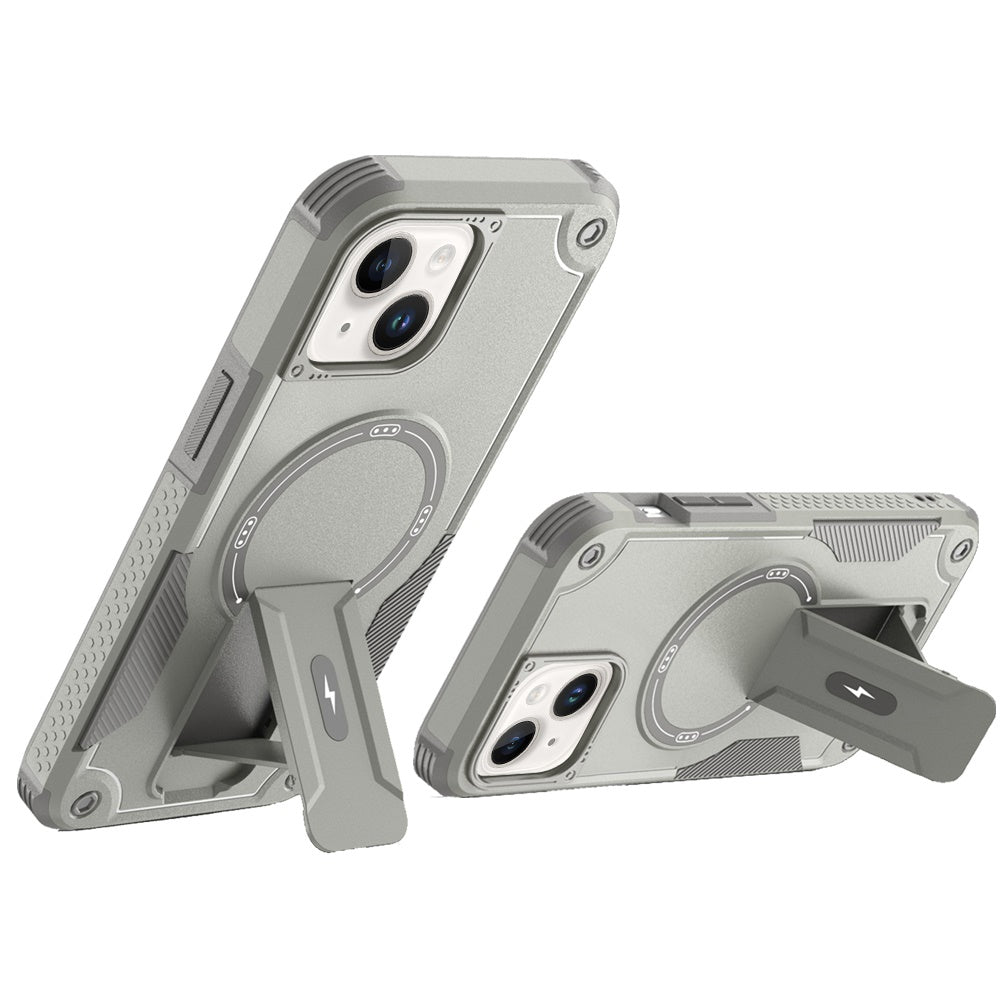 For Apple iPhone 15 Magnetic Invisible Kickstand Holder with Magsafe, Slim Fit Shockproof Hybrid Military Grade Heavy Duty Case Cover