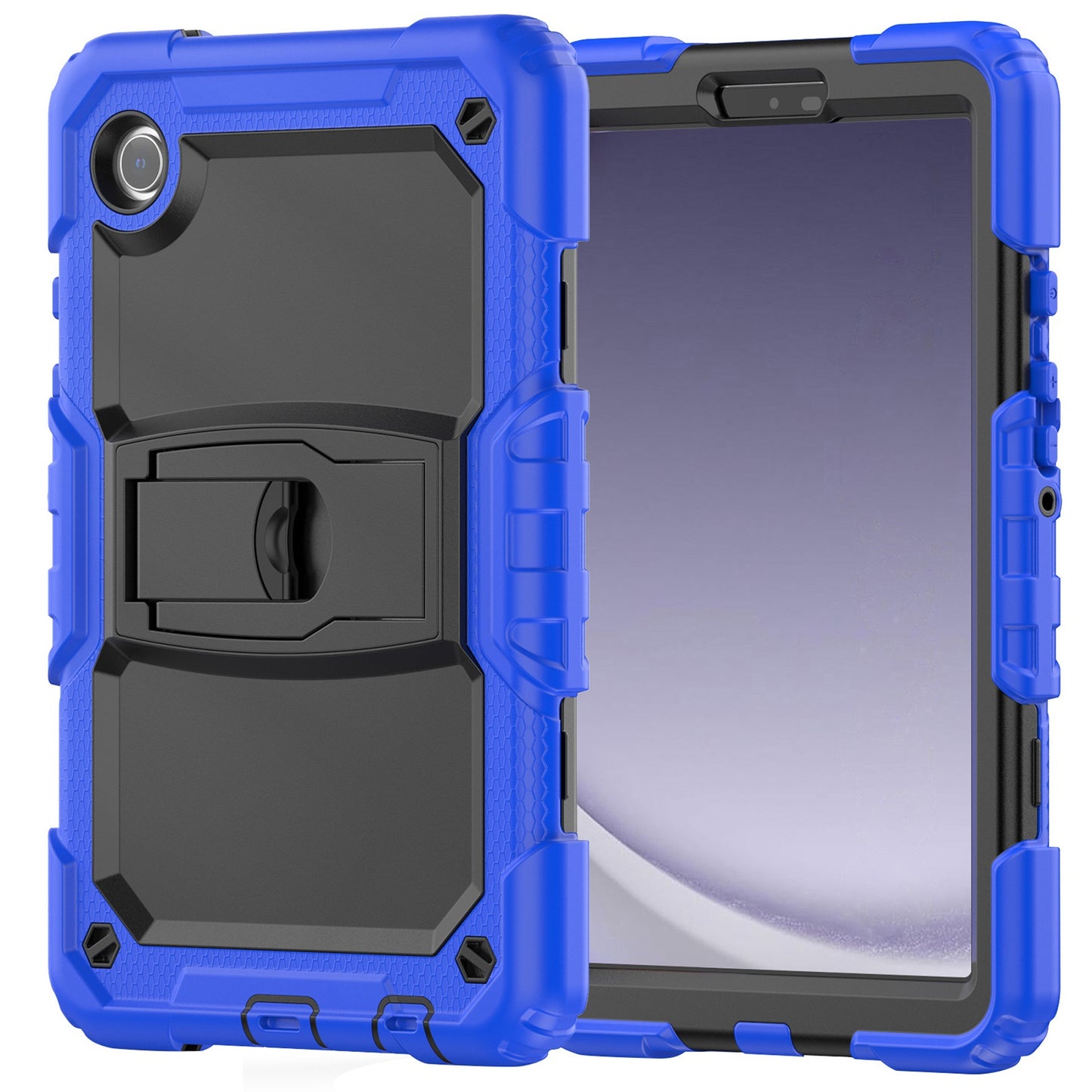 For Heavy Duty Hybrid Full Body 2in1 Rugged Shockproof Drop Protective Tablet with Slide Kickstand Black / Blue Tablet Case Cover
