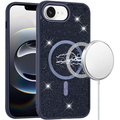 For Apple iPhone 16e Sparkly Diamond Bling Case Rhinestone Skin Hybrid with Magnetic Circle, MagSafe Compatible Case Cover