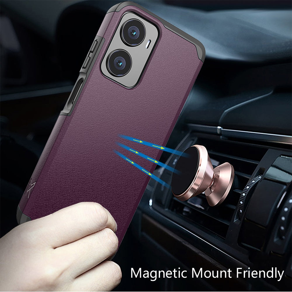 For Cricket Outlast 5G (2024) Tough Shock Absorption Hybrid Dual Layer Hard PC TPU Rubber with Screen Protector Tempered Glass Case Cover