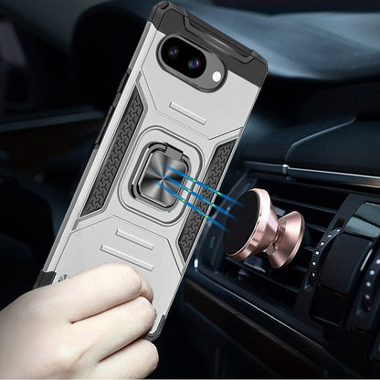 For Google Pixel 9A Armor Hybrid Magnetic Stand with Ring Holder Kickstand Shockproof Heavy-Duty Durable Rugged TPU Dual Layer Case Cover