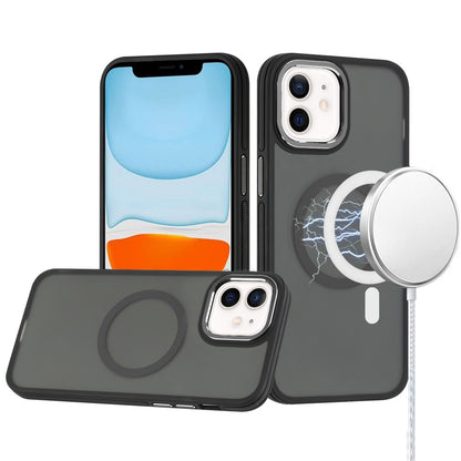 For Apple iPhone 16 Pro (6.3") Frosted Translucent Back Hybrid with Magnetic Circle MagSafe Compatible, Military Grade Shockproof Case Cover