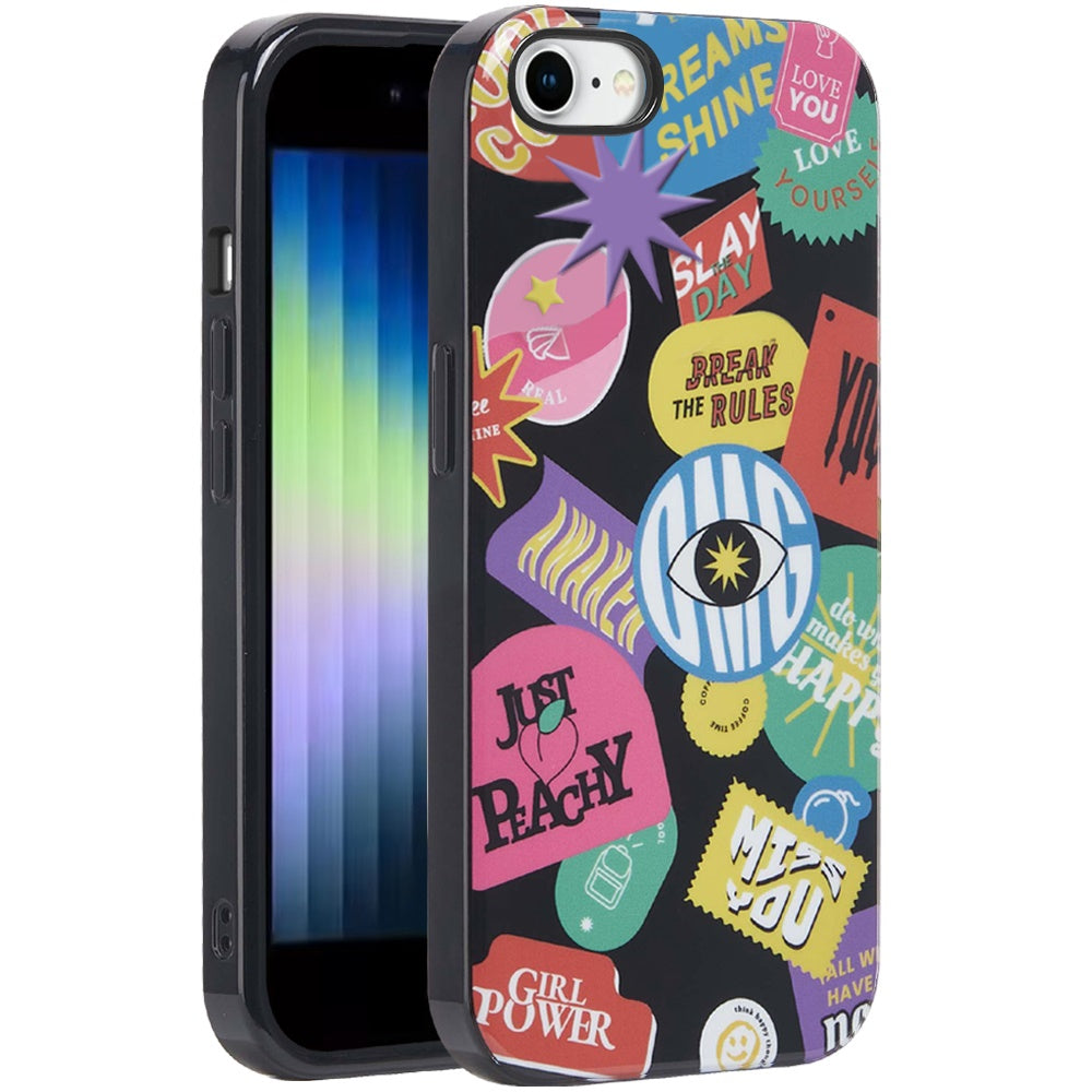 For Apple iPhone SE 3 (2022) SE/8/7 Fashion Layer Design Slim IMD TPU Protective, Shockproof Hybrid Stylish Durable Hard PC Case Cover