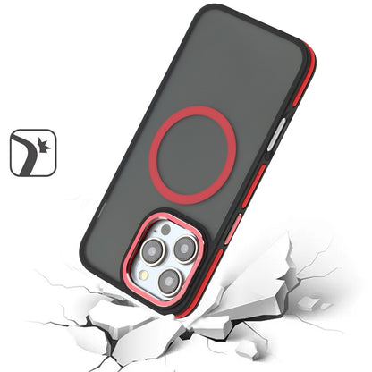 For Apple iPhone 16 Pro (6.3") Frosted Translucent Back Hybrid with Magnetic Circle MagSafe Compatible, Military Grade Shockproof Case Cover